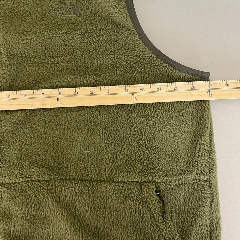 The North Face Mens XXL Olive Green Sherpa‎ Fleece Full Zip Vest Jacket